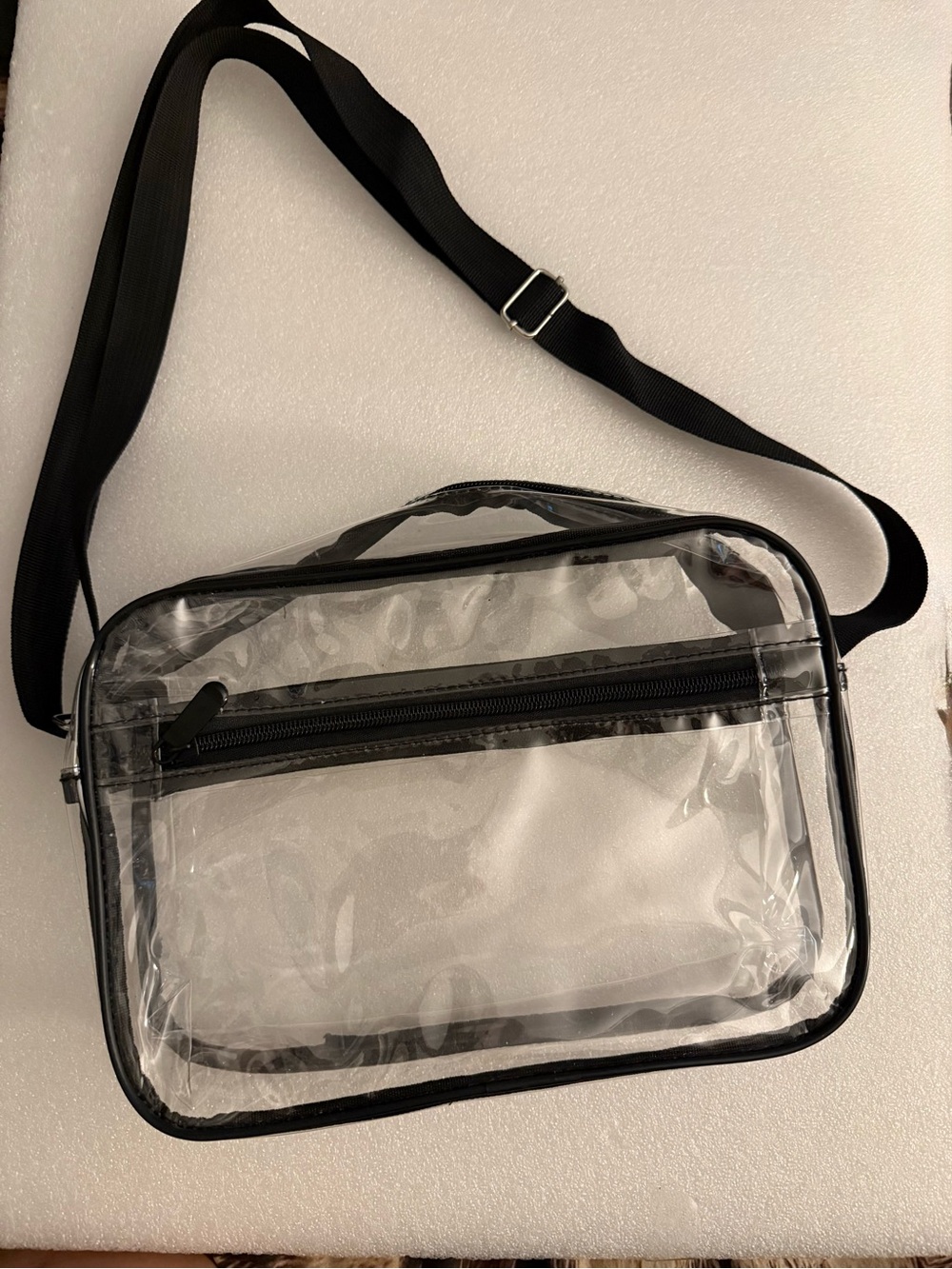 Clear Crossbody Stadium Bag Approved - Transparent Purse Black Trim